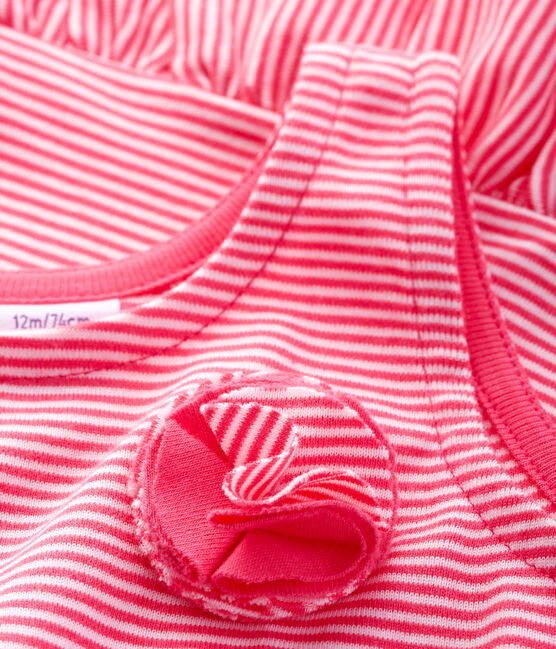 Vestido sin mangas para bebé niña de punto rosa GEISHA/blanco MARSHMALLOW