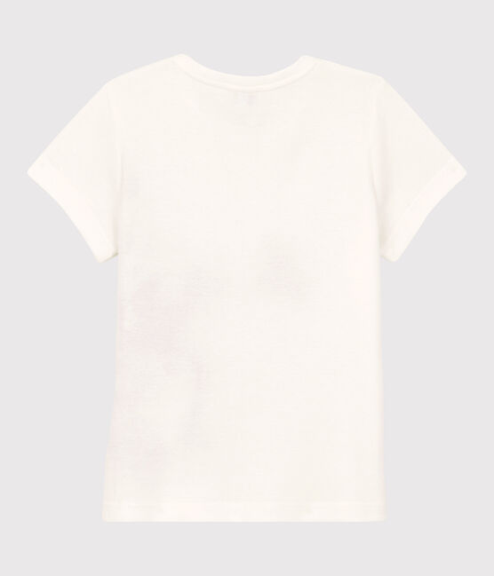 Camiseta de manga corta de algodón de niña blanco MARSHMALLOW/rojo TERKUIT