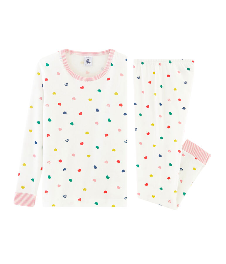 Pijama de corte muy ajustado de punto para ni&ntilde;a blanco/multicolor