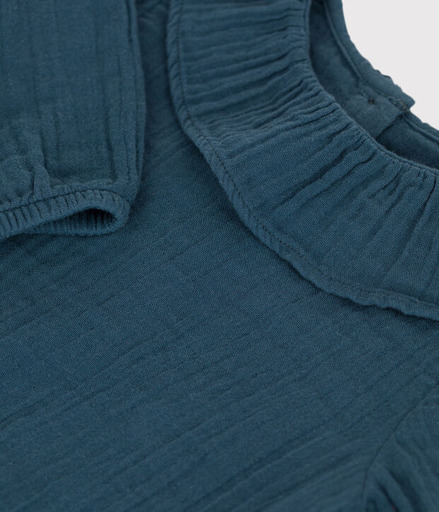 Blusa de manga larga de gasa de algod&oacute;n para beb&eacute; gris