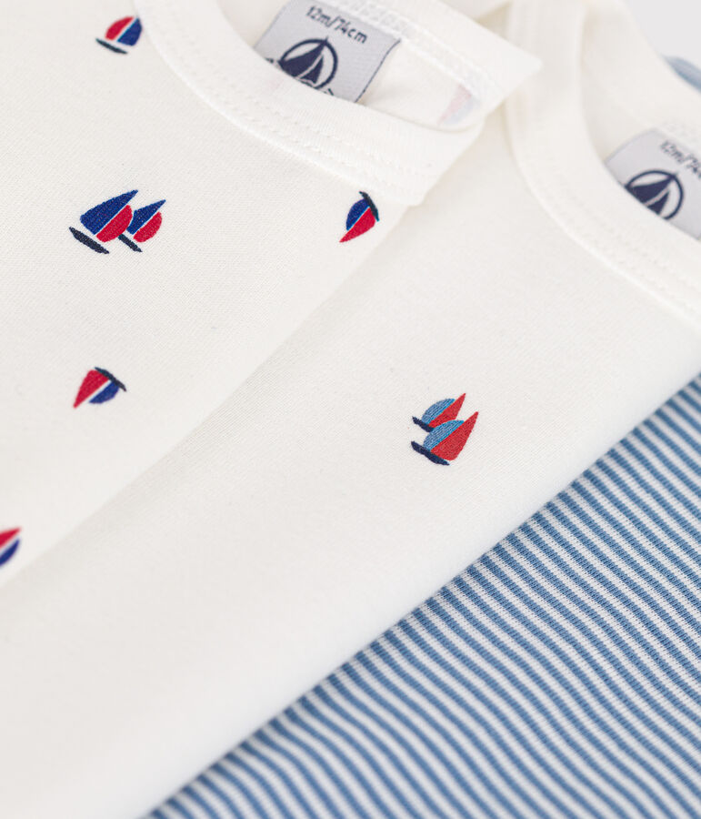 Juego de 3 bodis de algod&oacute;n de manga larga con estampado de regata para beb&eacute; variante 1