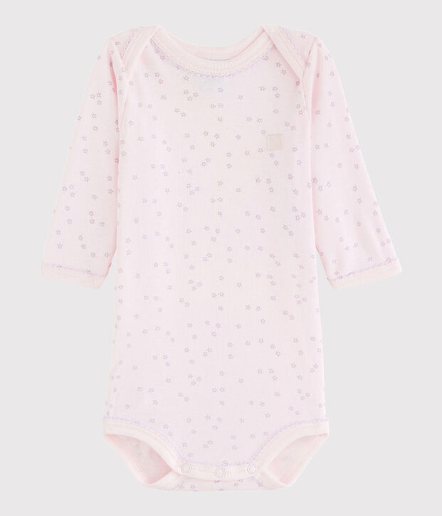 Bodi de manga larga de beb&eacute; ni&ntilde;a rosa/violeta