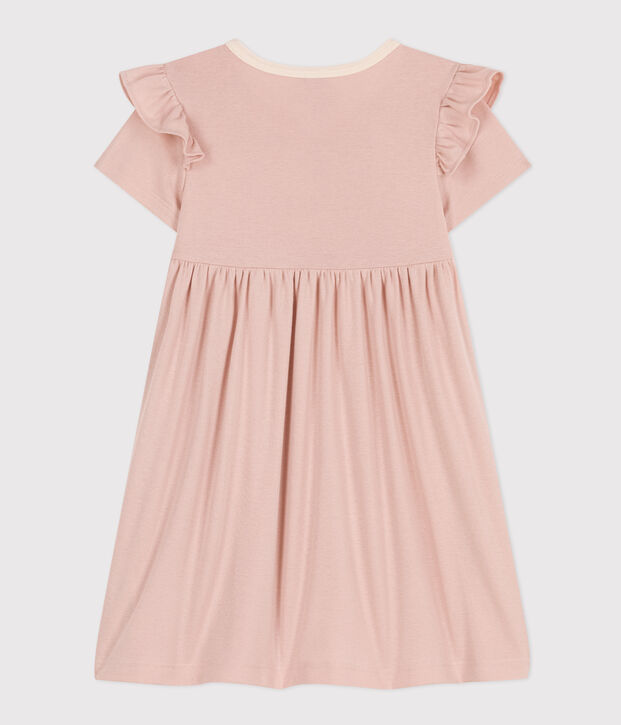 Vestido de manga corta de algod&oacute;n para ni&ntilde;a rosa