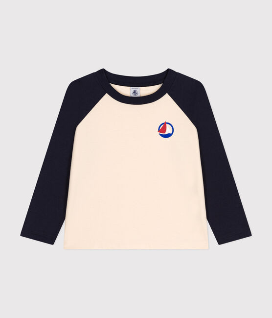 Camiseta de manga larga de punto fino para niño blanco AVALANCHE/azul SMOKING