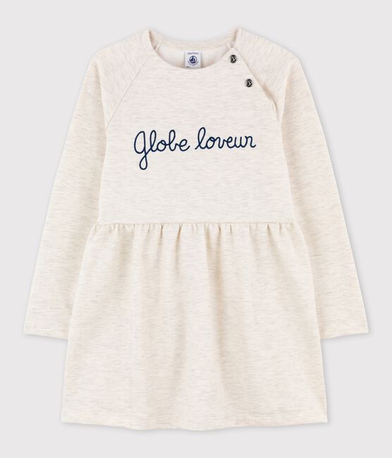 Vestido de manga larga en muletón para niña beige MONTELIMAR CHINE