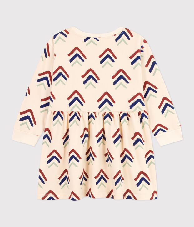 Vestido estampado de manga larga de mulet&oacute;n de ni&ntilde;a crudo/azul/multicolor