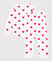 Pijama infantil de felpa con estampado de corazones blanco MARSHMALLOW/rojo TERKUIT