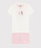 Pijama corto de caballitos de mar de algodón de niña blanco MARSHMALLOW/rosa GRETEL