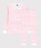 Pijama snugfit con estampado de olas rosas de algodón de niña blanco MARSHMALLOW/rosa GRETEL