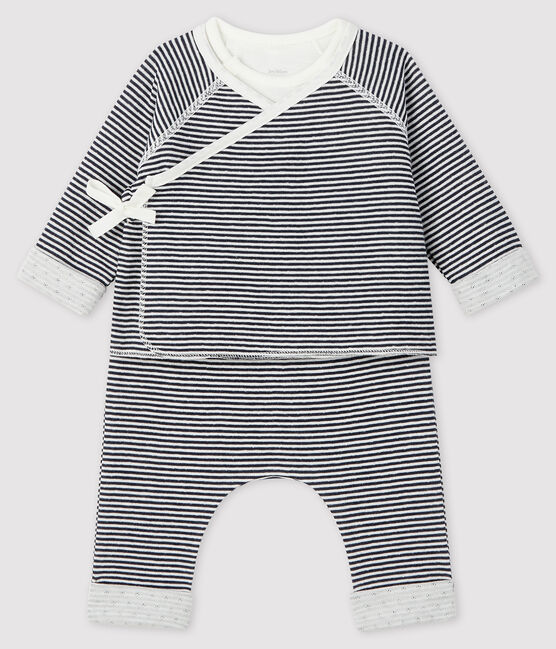 Conjunto de 3 piezas para bebé de túbico azul SMOKING/blanco MARSHMALLOW