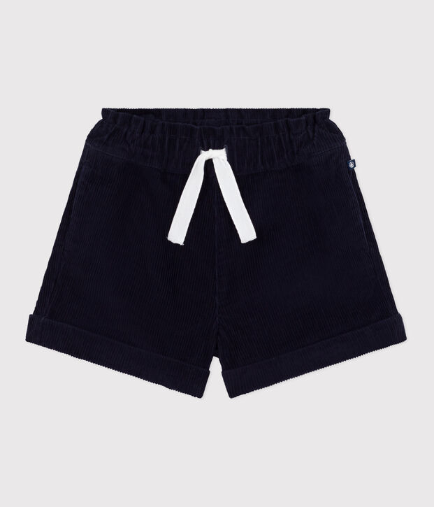 Shorts lisos de pana para ni&ntilde;a azul