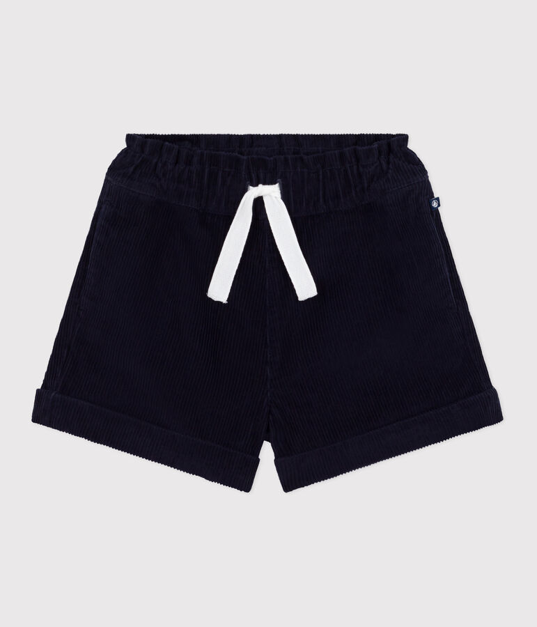 Shorts lisos de pana para ni&ntilde;a azul
