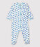 Pijama enterizo de gatitos de bebé de tejido tubular blanco MARSHMALLOW/blanco MULTICO