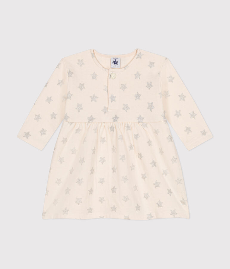 Vestido de t&uacute;bico con estampado de estrellas para beb&eacute; crudo/gris