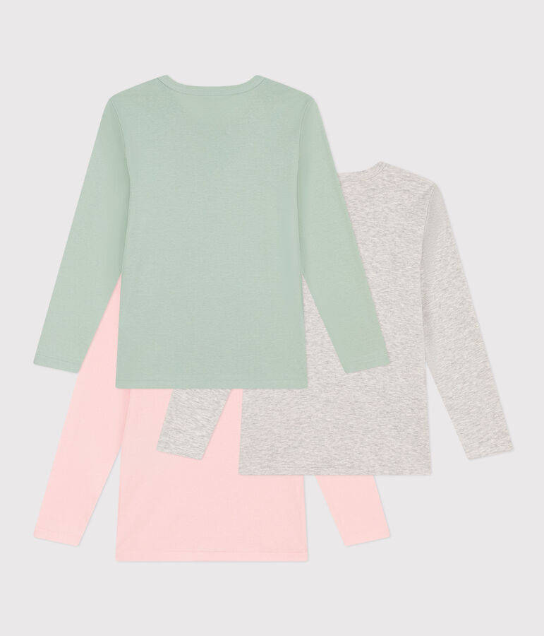 Juego de 3 camisetas de algod&oacute;n de manga larga para ni&ntilde;a multicolor