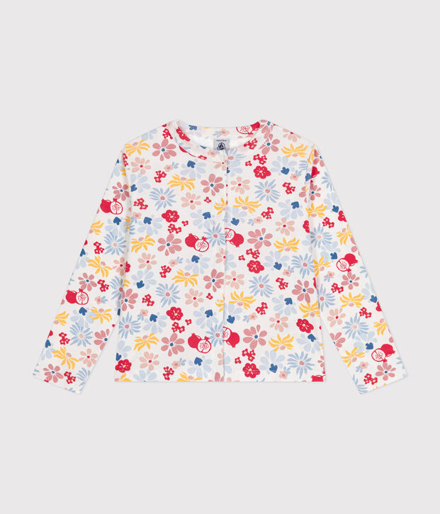 C&aacute;rdigan de algod&oacute;n de ni&ntilde;a blanco/multicolor