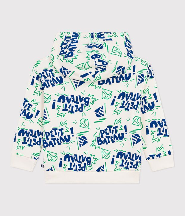 Sudadera infantil de algod&oacute;n con capucha y estampado crudo/multicolor