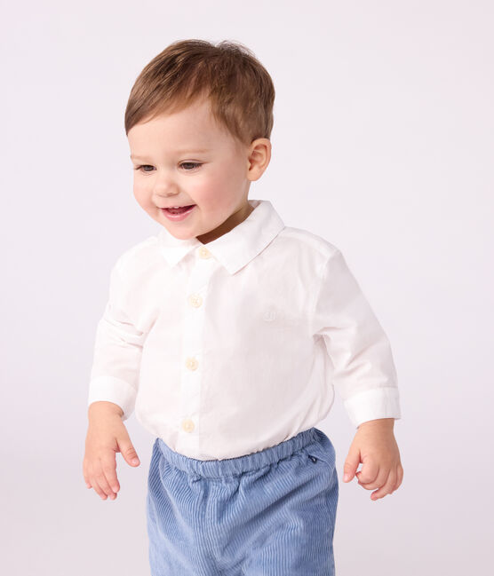 Camisa lisa de algodón para bebé blanco ECUME
