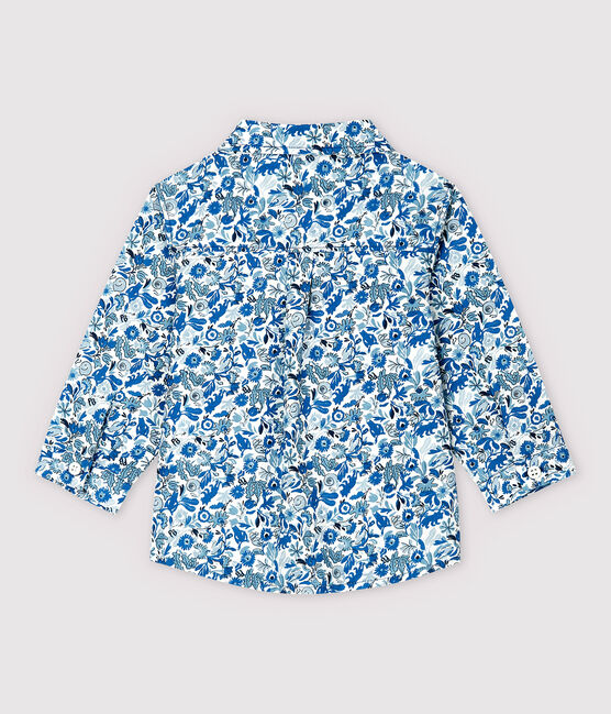 Camisa de manga larga de popelina de bebé niño. blanco MARSHMALLOW/blanco MULTICO