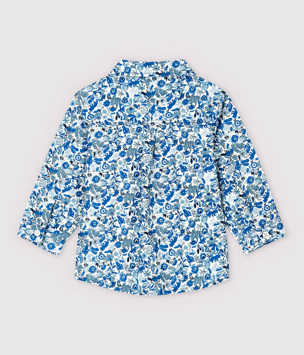 Camisa de manga larga de popelina de beb&eacute; ni&ntilde;o. blanco/multicolor