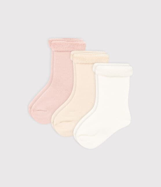 Juego de 3 pares de calcetines lisos de punto tricotado para bebé variante 1