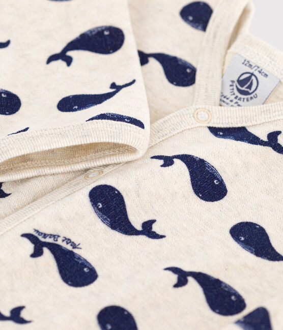 Pelele de terciopelo con ballenas marinas beige MONTELIMAR/azul MEDIEVAL