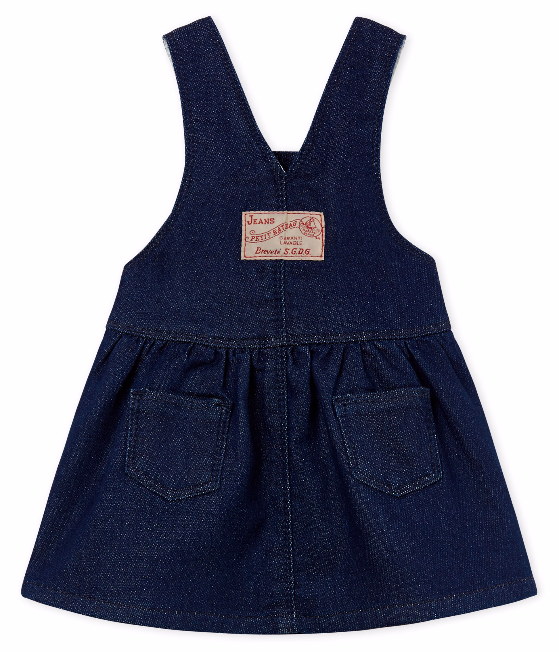 Vestido peto de tela efecto vaquero para beb ni a MEDIEVAL ECRU