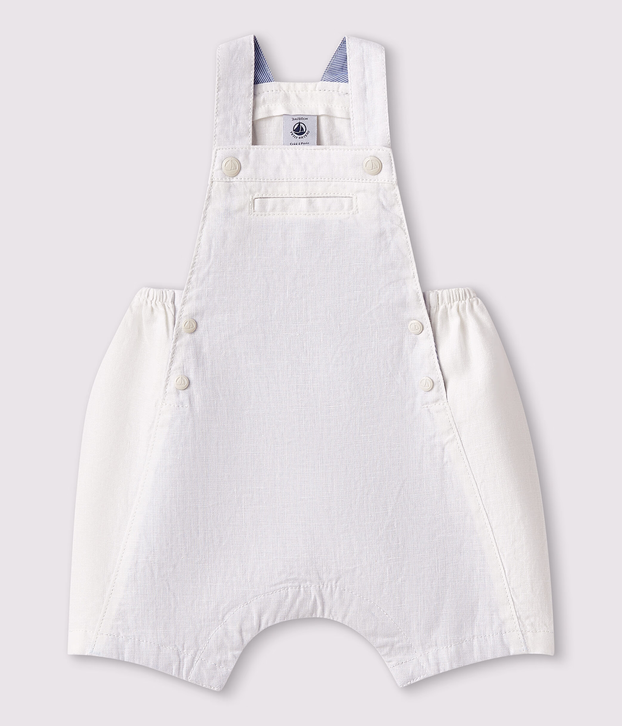 Peto corto de lino para bebe nino MARSHMALLOW Petit Bateau