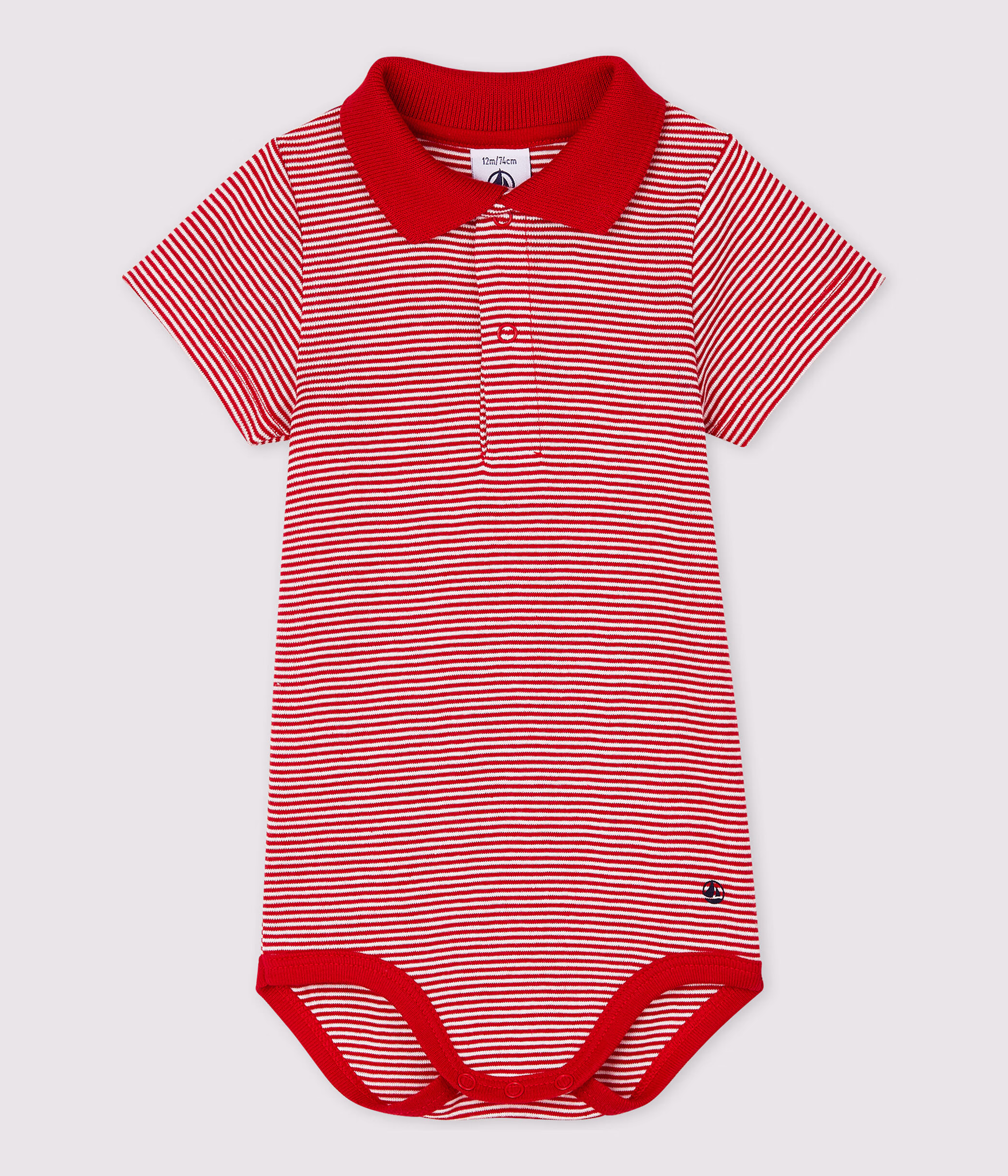 Body de cuello polo de algod n y manga corta de beb ni o A00U101000