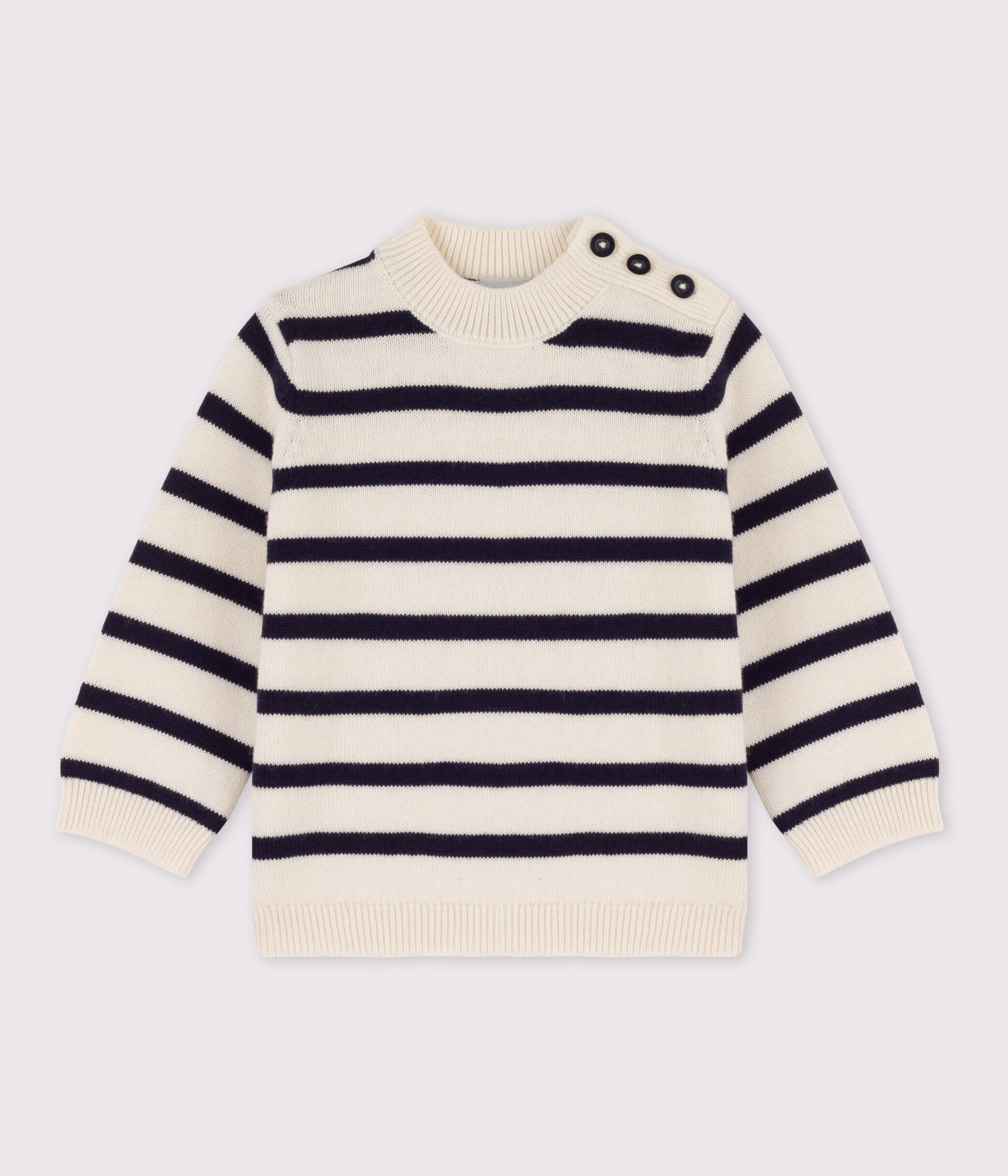 Jersey de lana y algod n con rayas marineras para beb A05A403