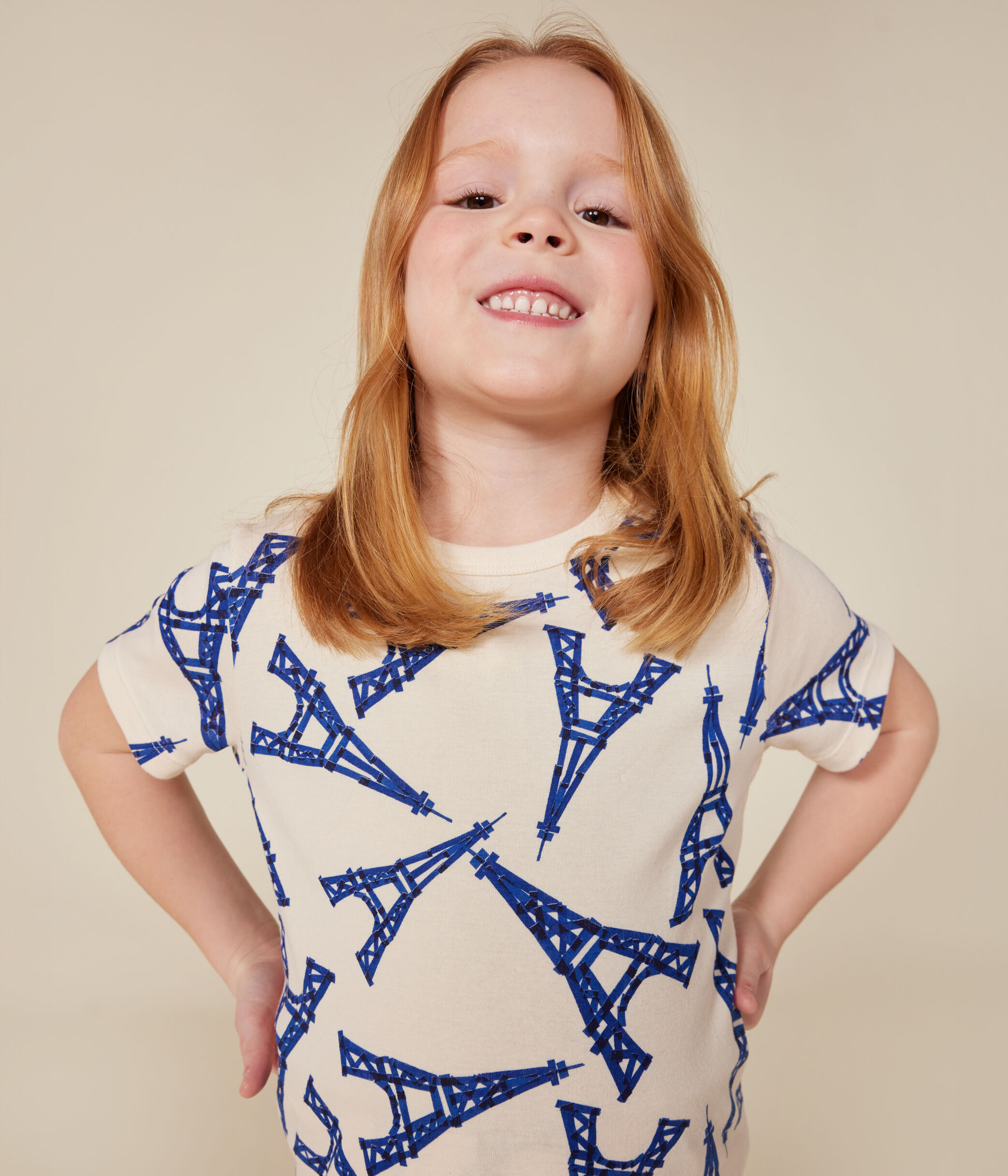 Pijama corto de algodon Paris para nino nina AVALANCHE MULTICO Petit Bateau