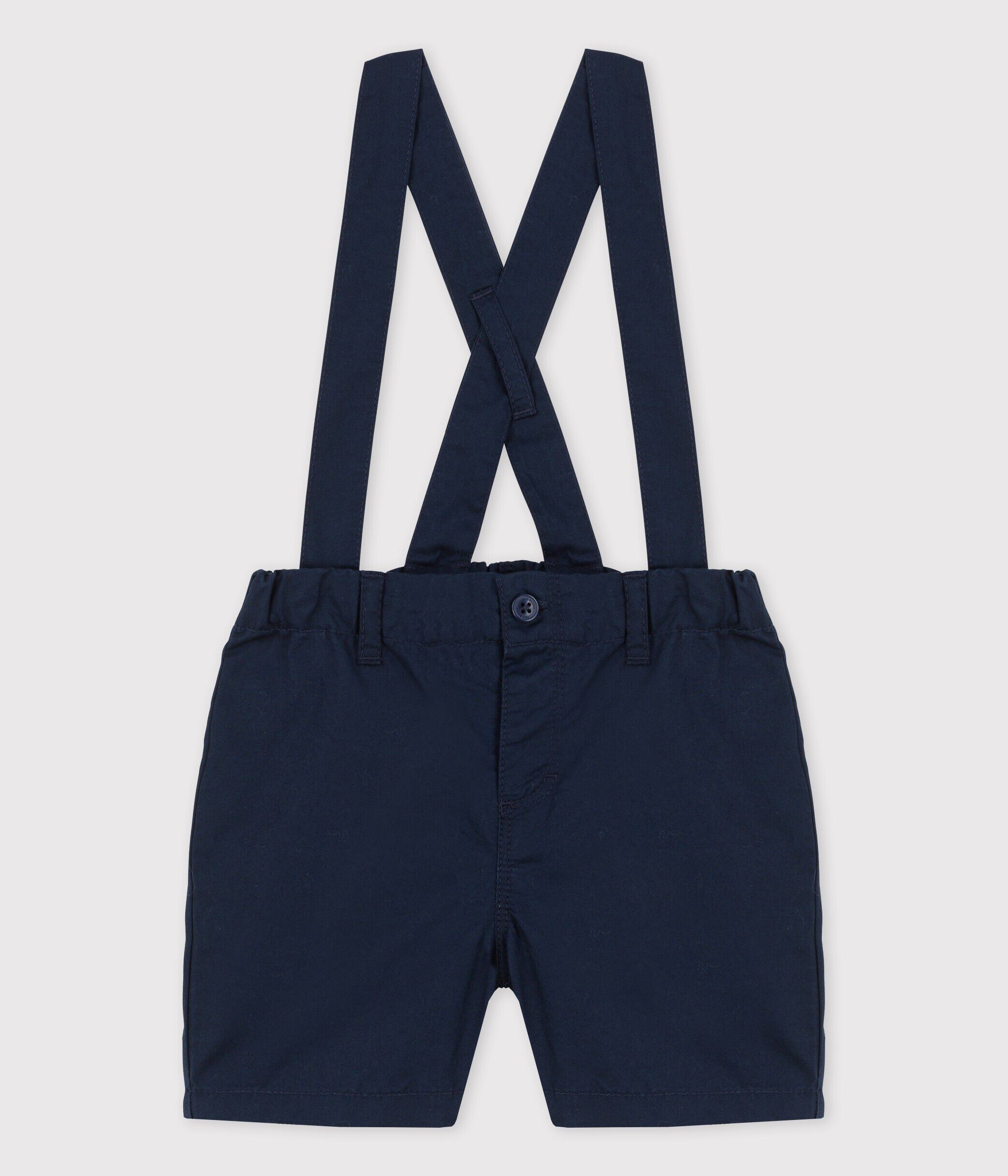 Graciosos shorts con tirantes de sarga para bebe SMOKING Petit Bateau