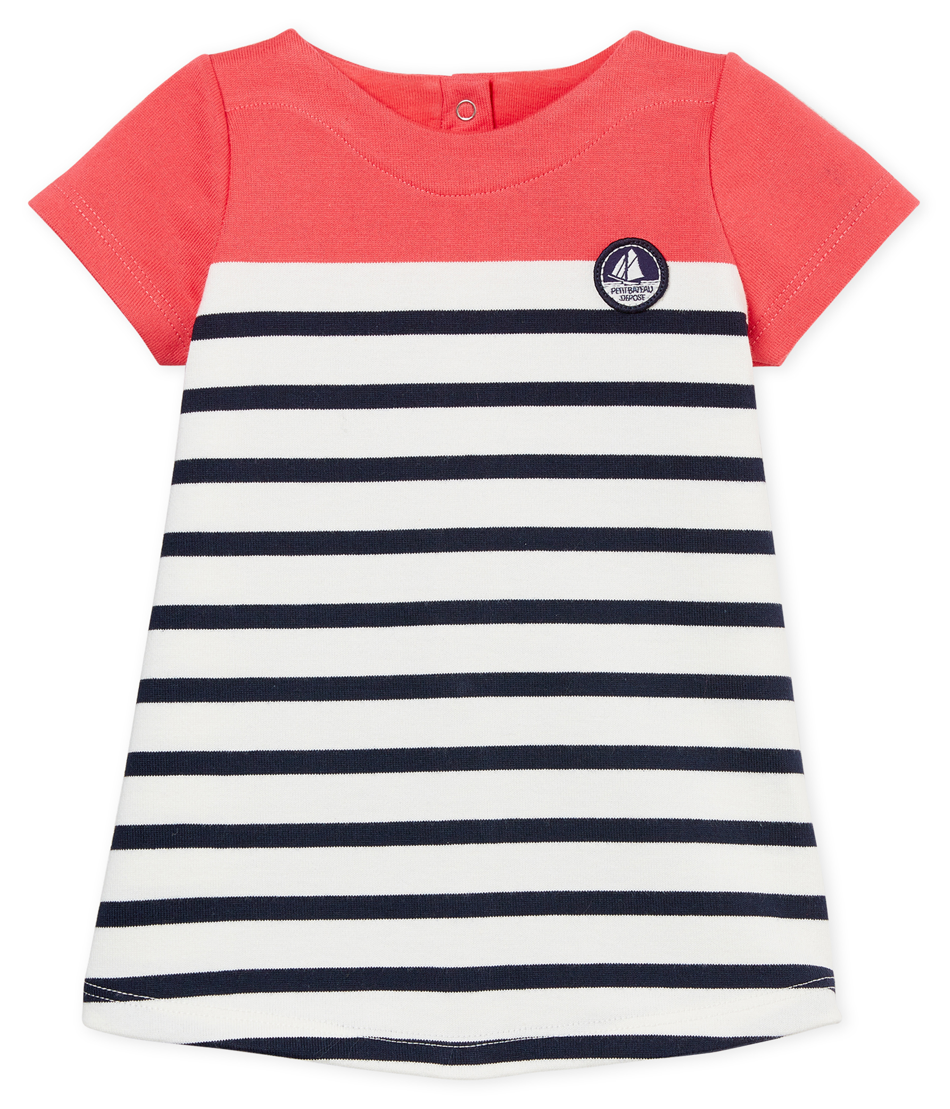 Vestido manga corta con rayas decorativas para bebé niña