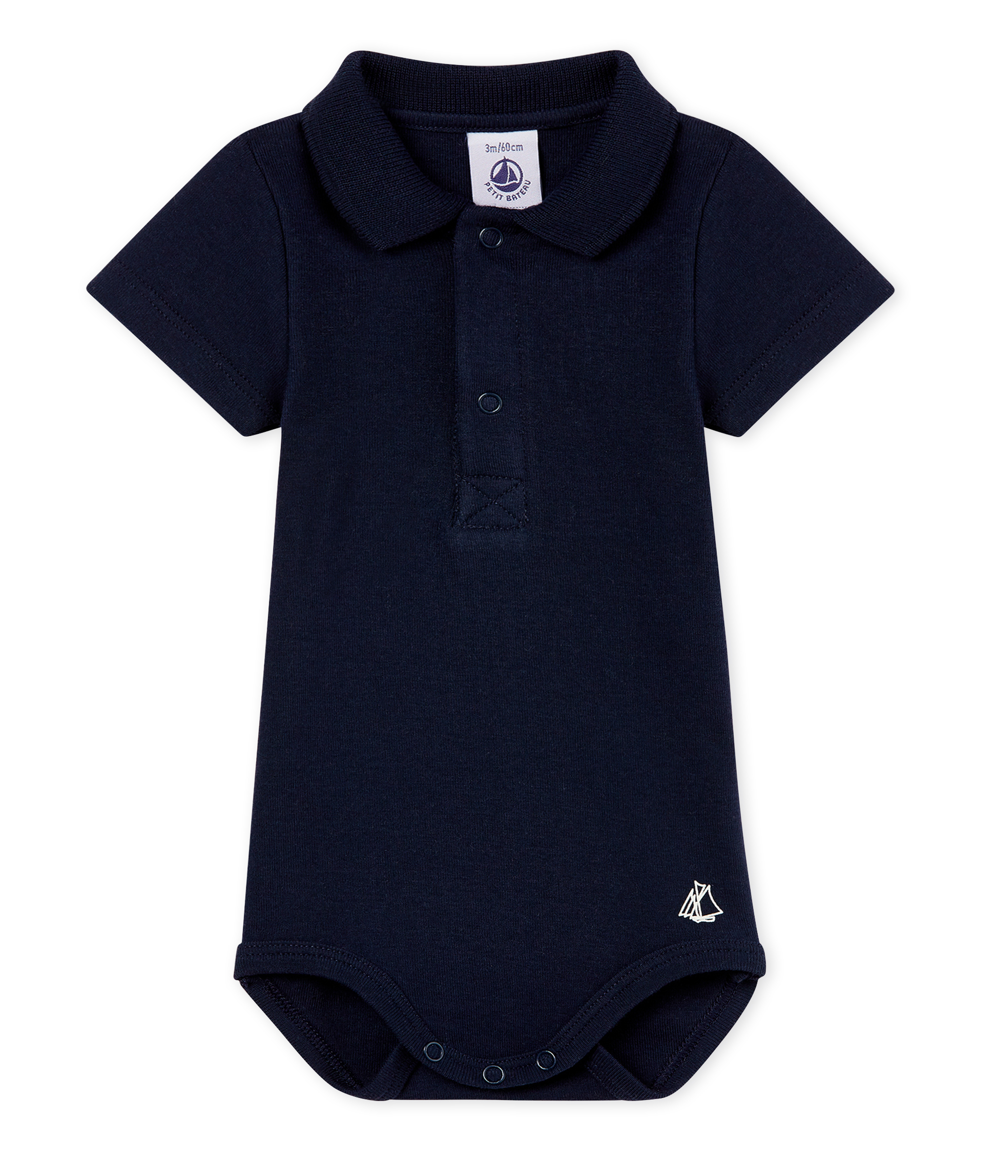 Body manga corta cuello polo liso para bebé niño