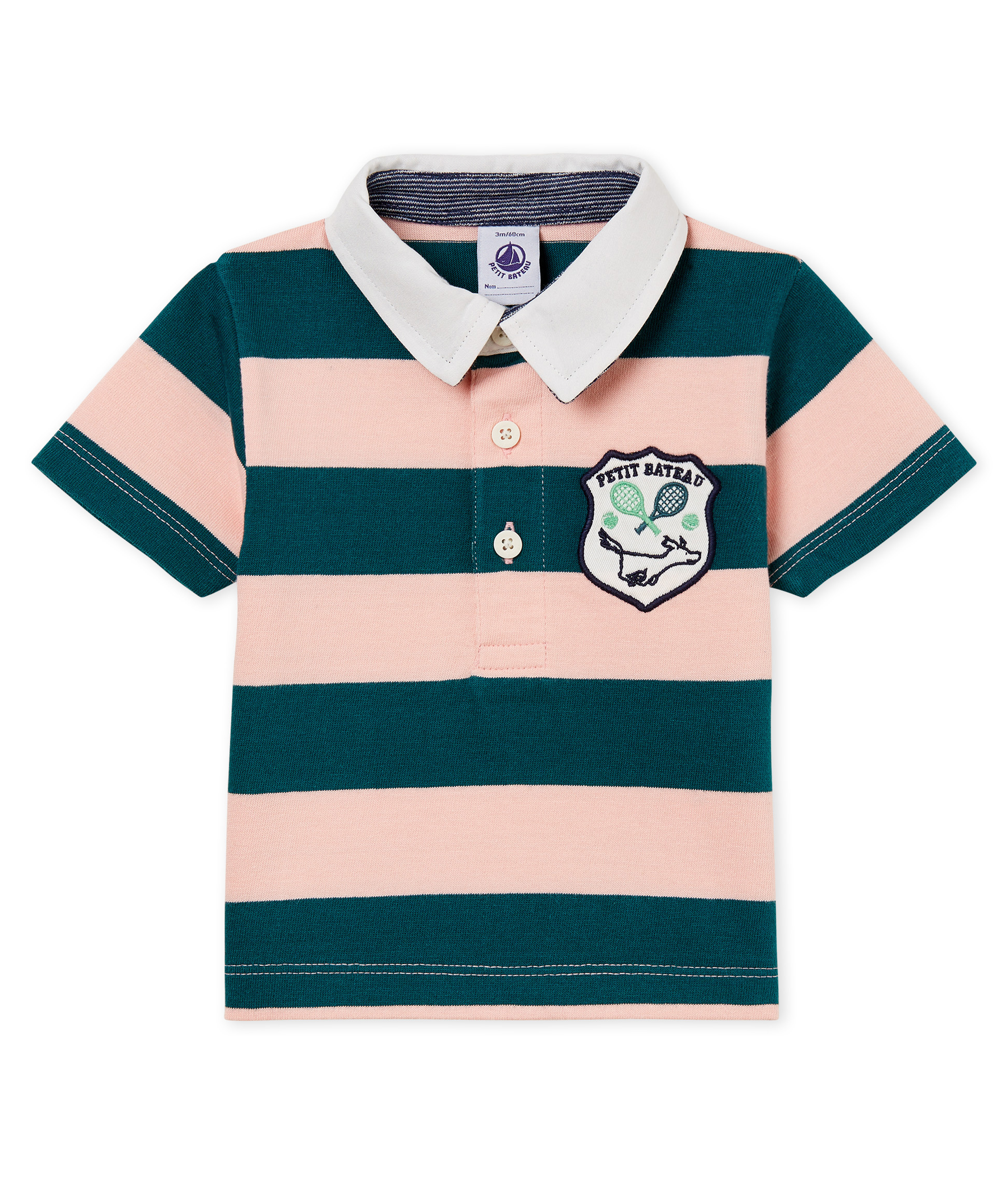 Polo manga corta de punto de rayas para bebé niño