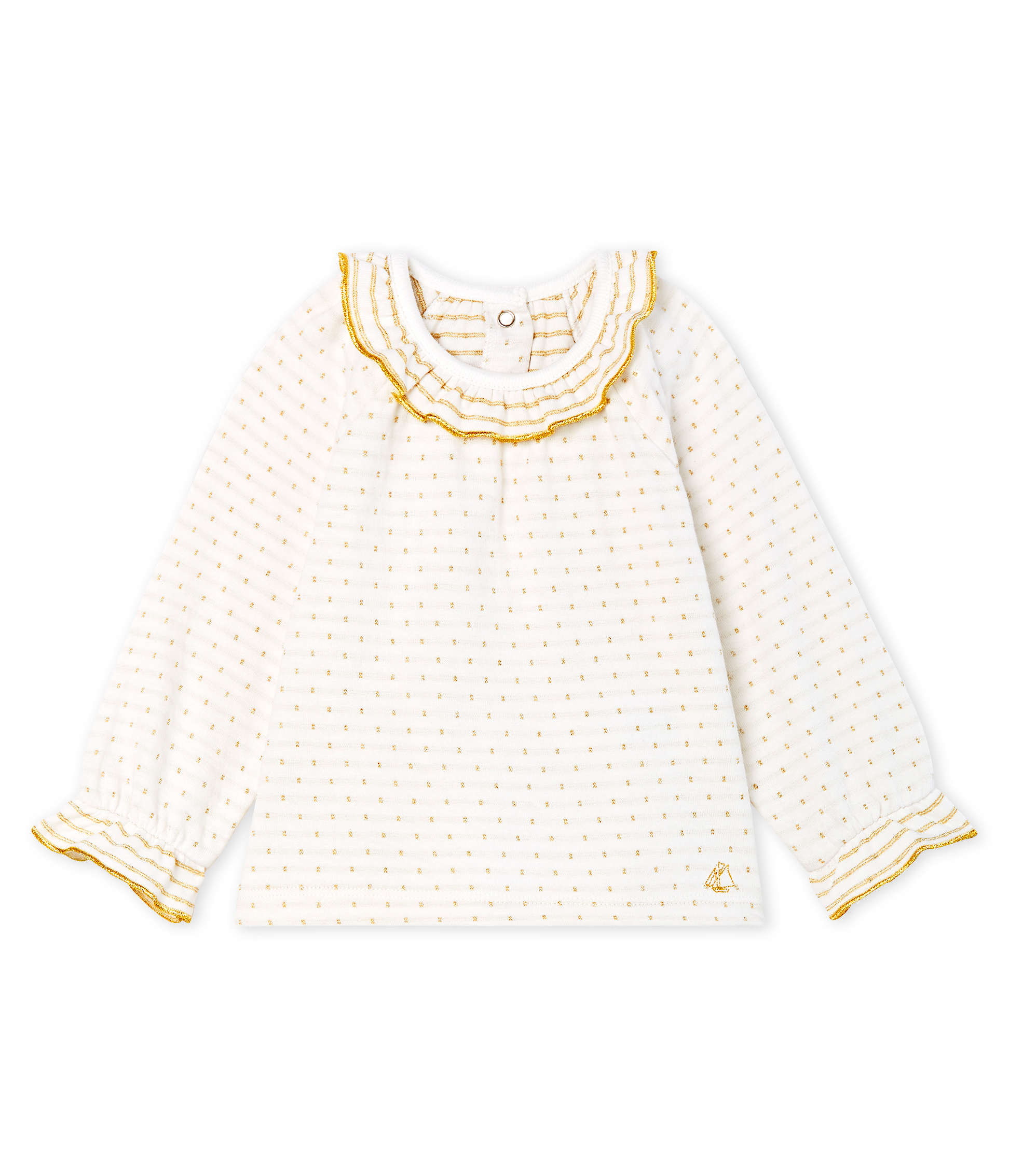 Blusa de manga larga en tela túbica con jacquard para bebé niña