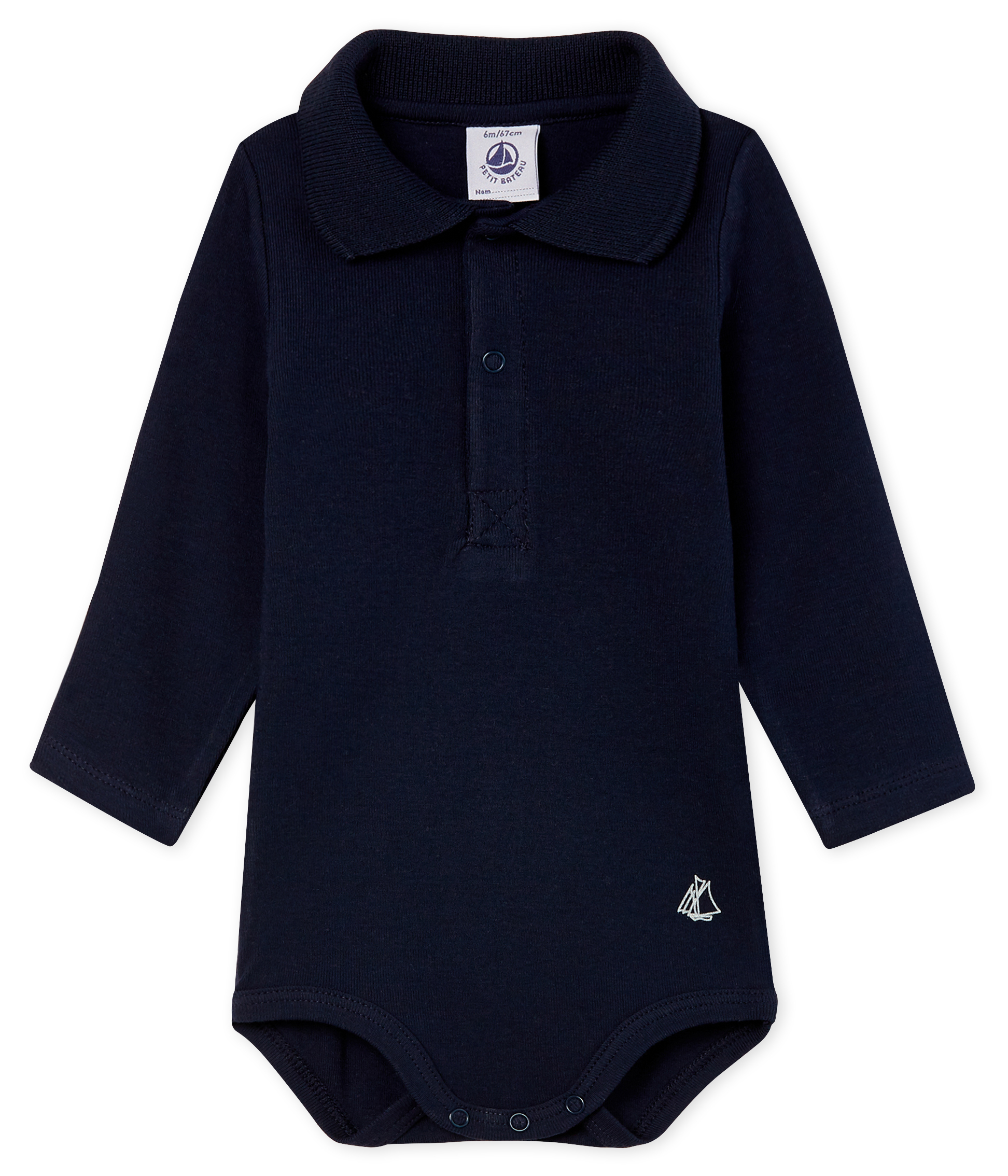 Body de manga larga con cuello de polo para bebé niño