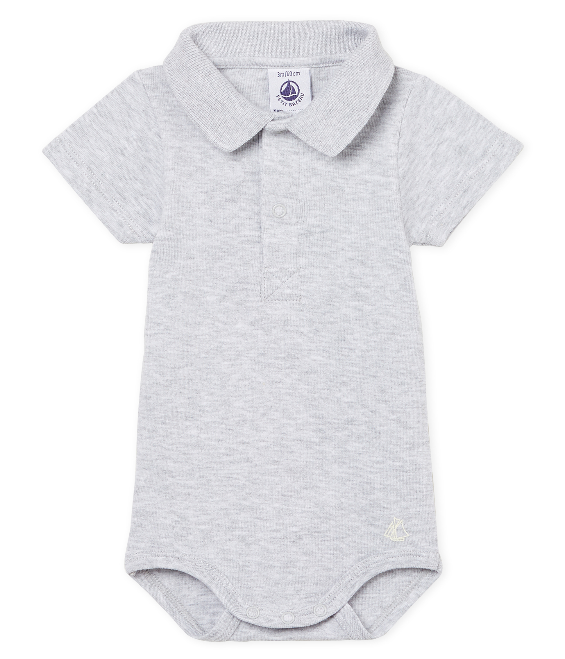 Body manga corta cuello polo liso para bebé niño