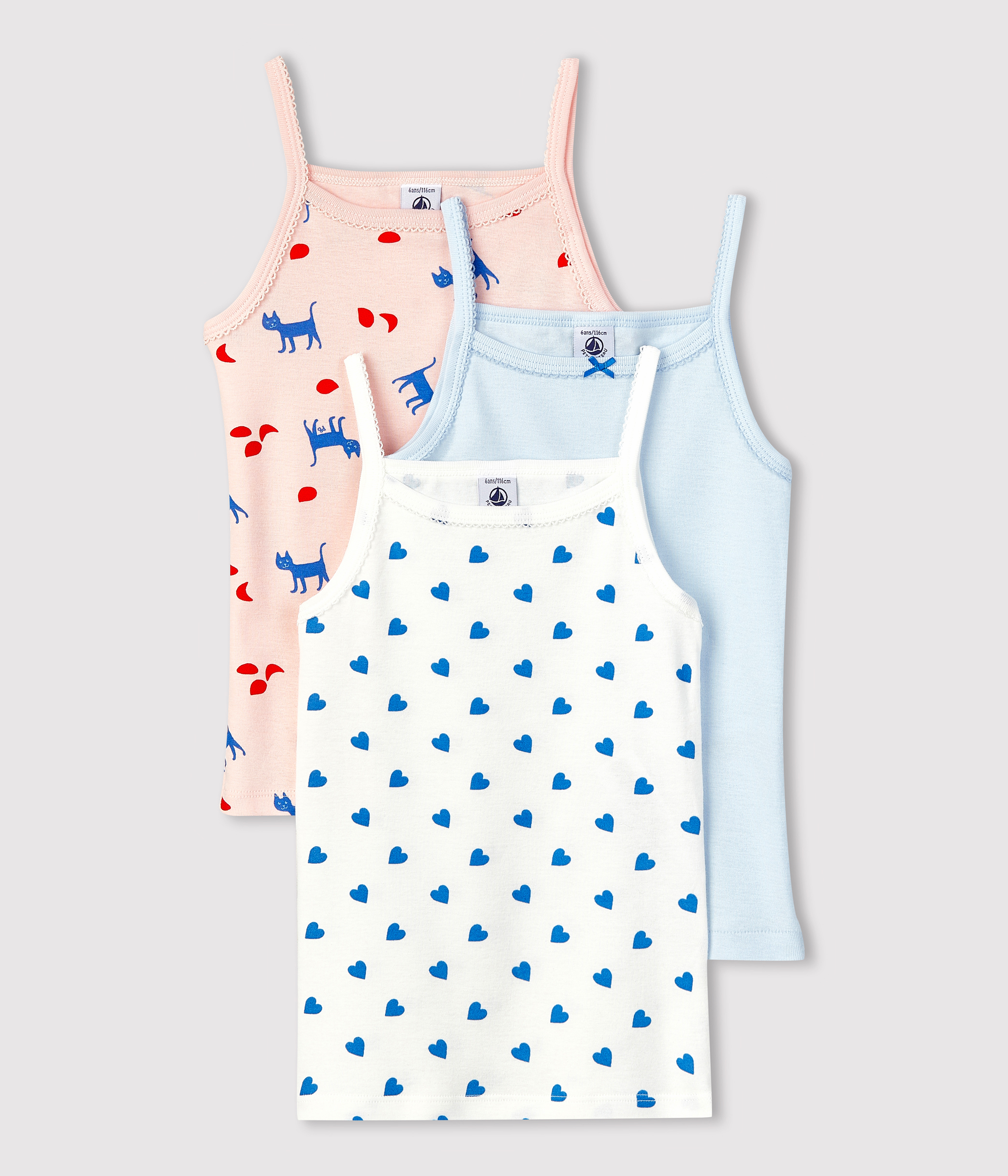 Pack De 2 Camisetas Con Tirantes Para Niñas Petit Bateau - 100% Algodón, Corte Clásico | Colores Surtidos