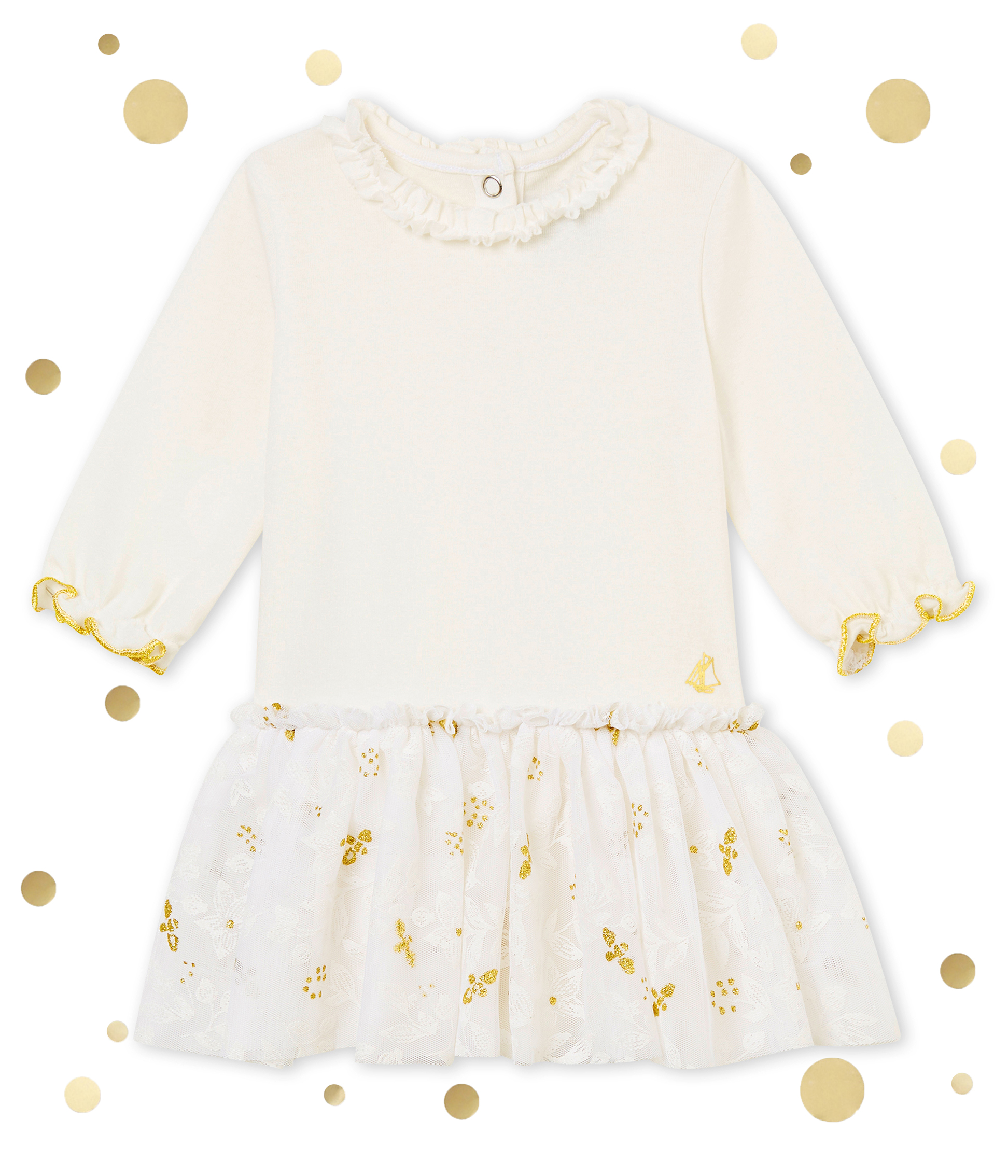 Vestido En Tull Para Bebe Nina Marshmallow Multico Petit Bateau