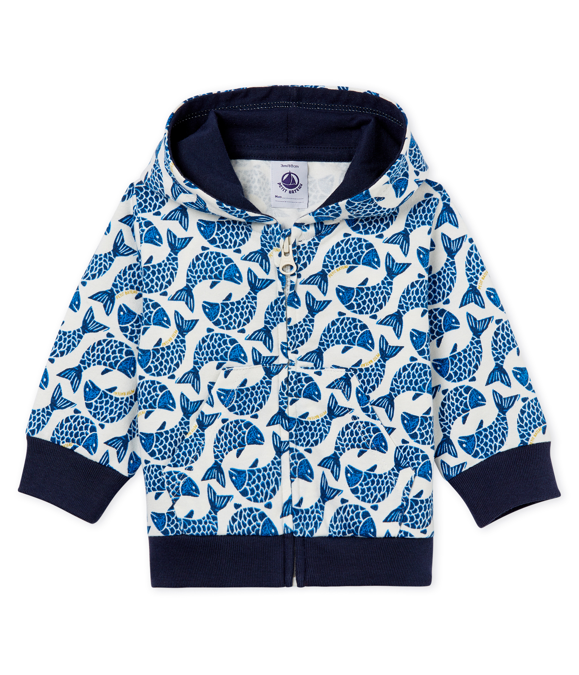 Sudadera de punto estampada con capucha y cremallera para bebé niño