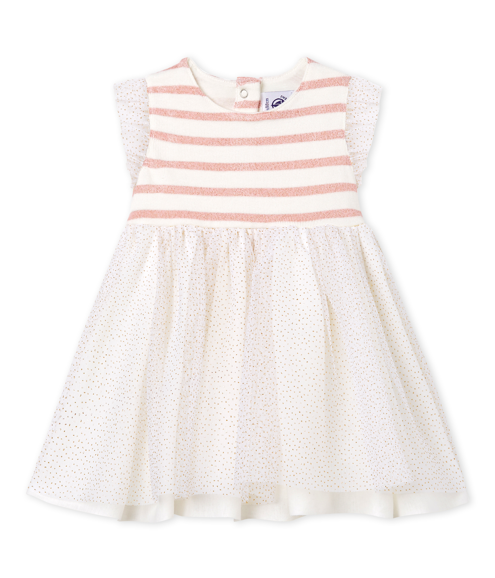 Vestido sin mangas de dos materiales para bebé niña