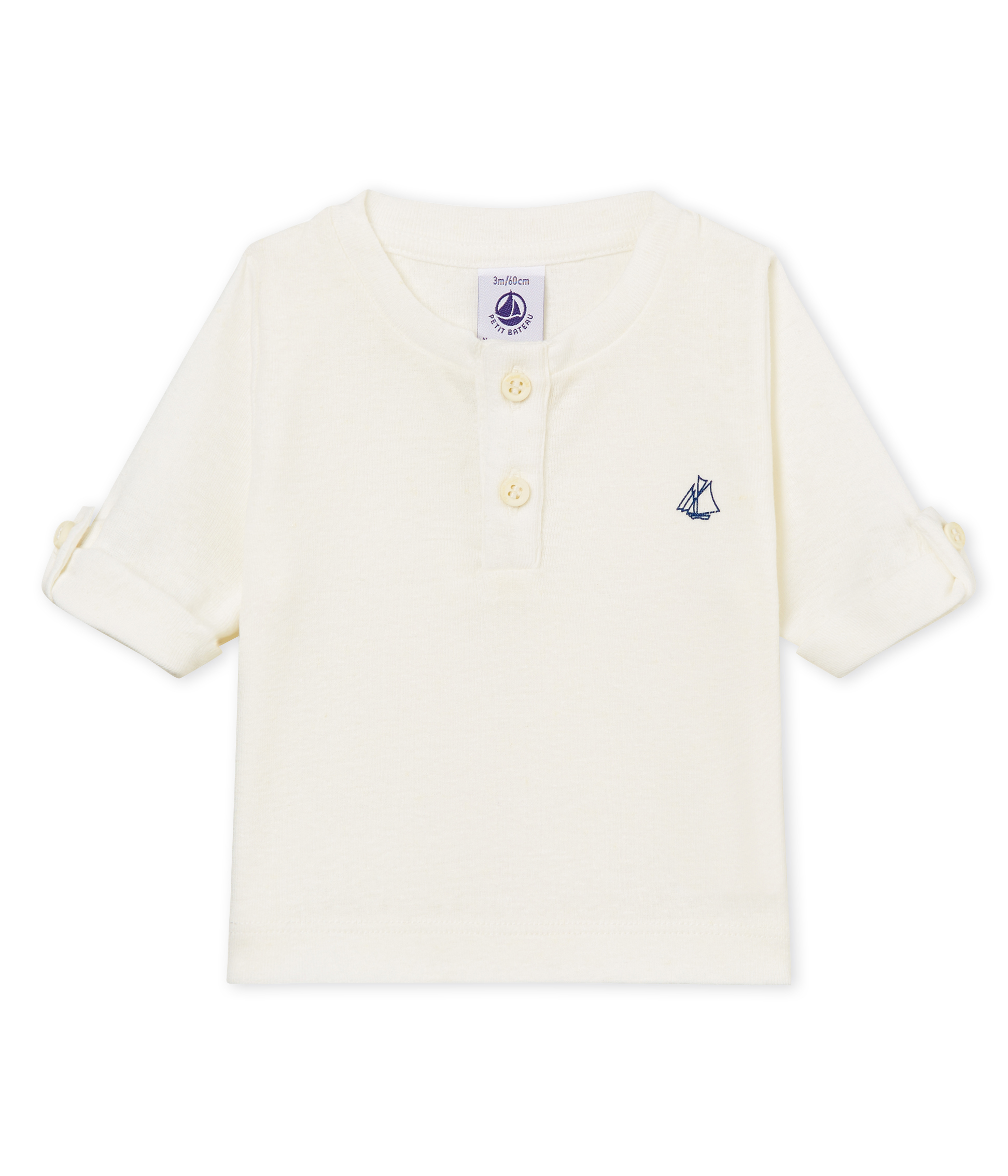 Camiseta manga larga de algodón/lino para bebé niño