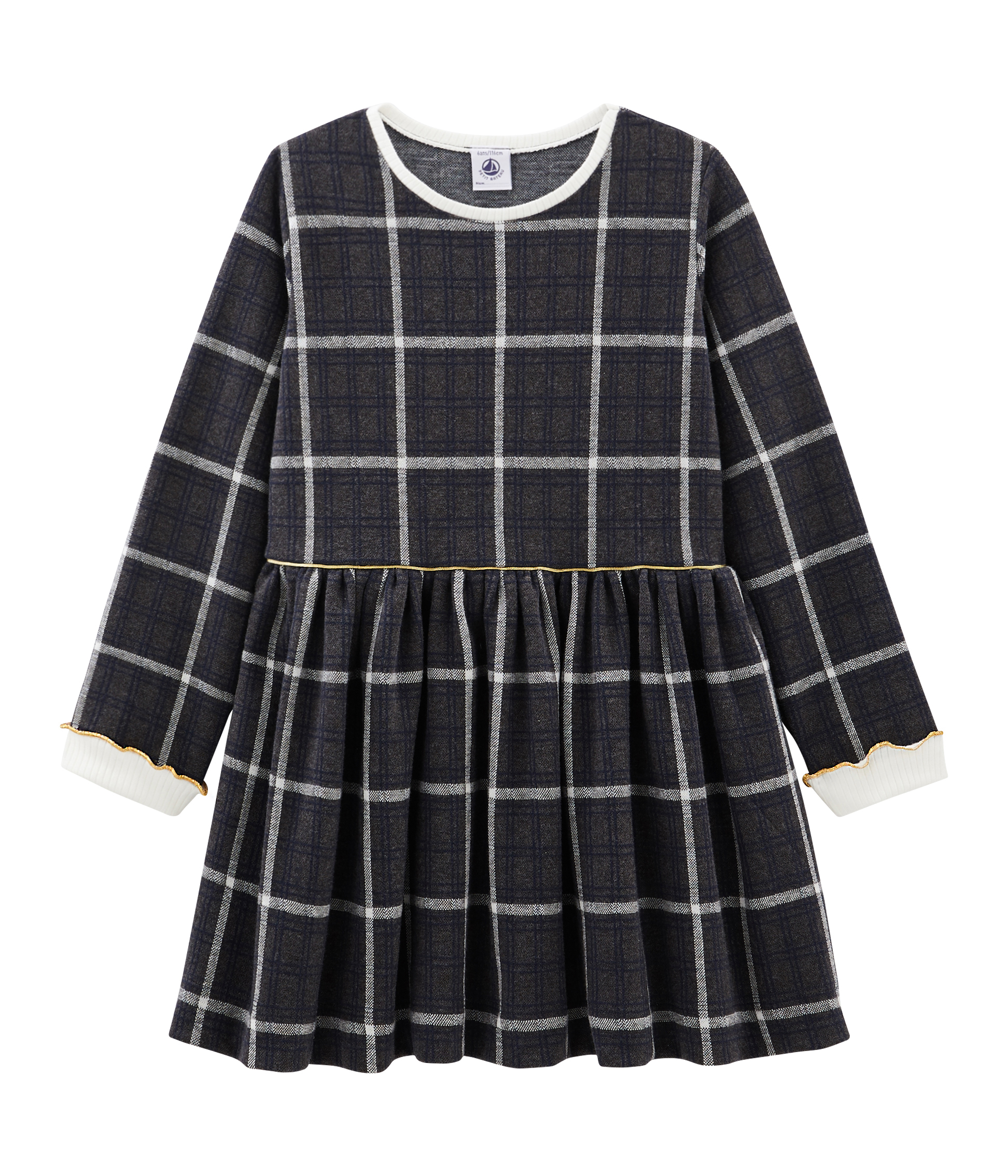 Vestido de malla y cuadros para niña