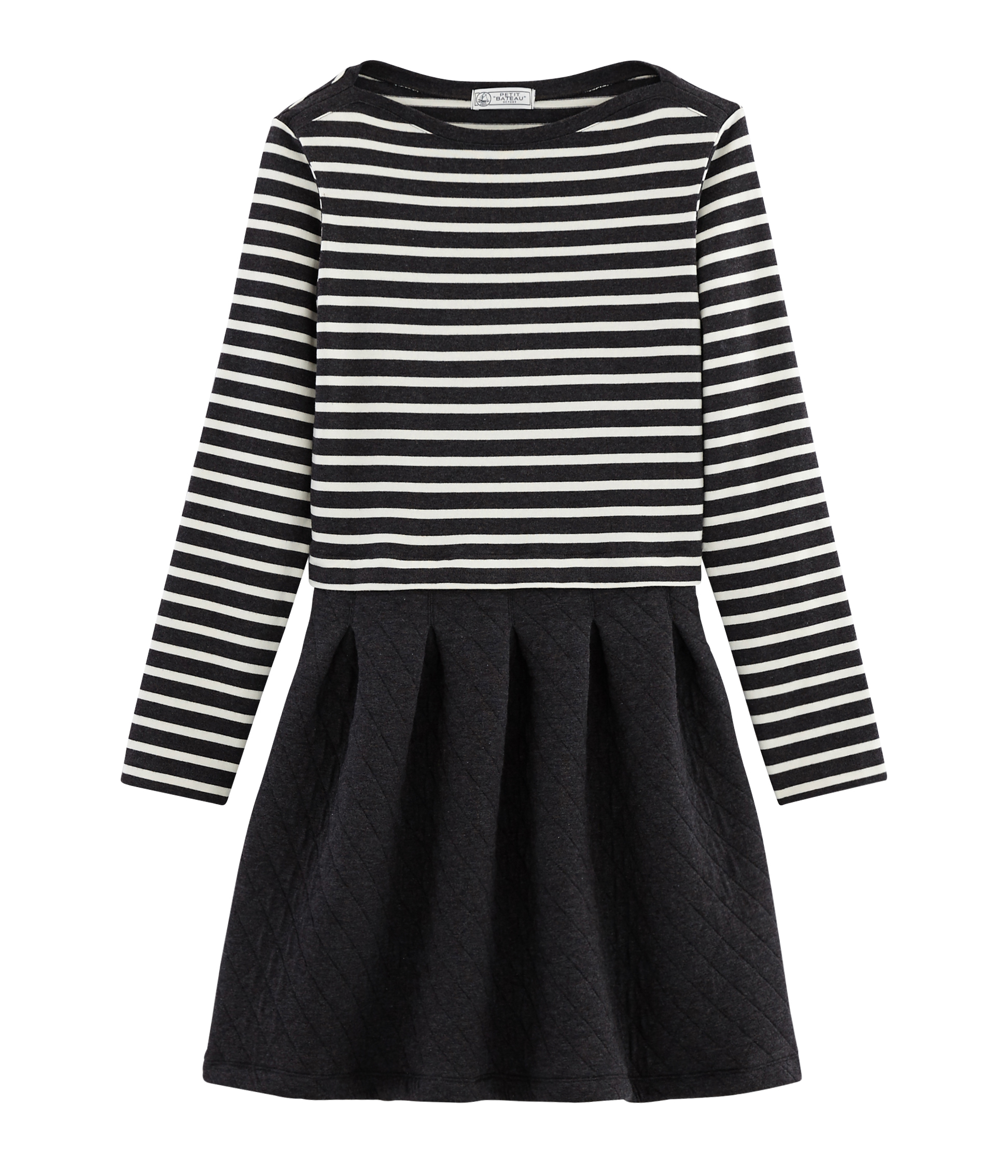 Robe bi-matière manches longues femme