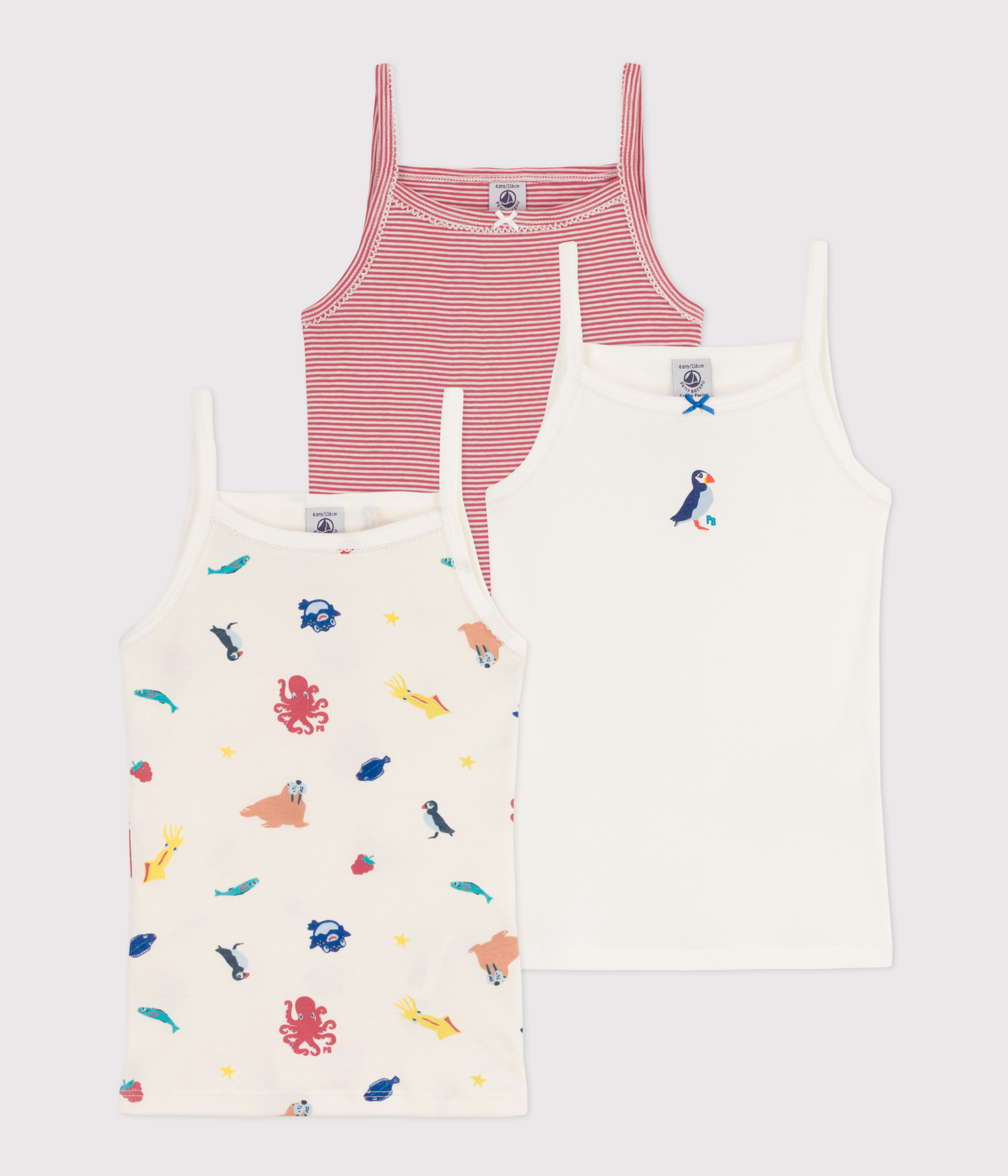 Pack De 2 Camisetas Con Tirantes Para Niñas Petit Bateau - 100% Algodón, Corte Clásico | Colores Surtidos