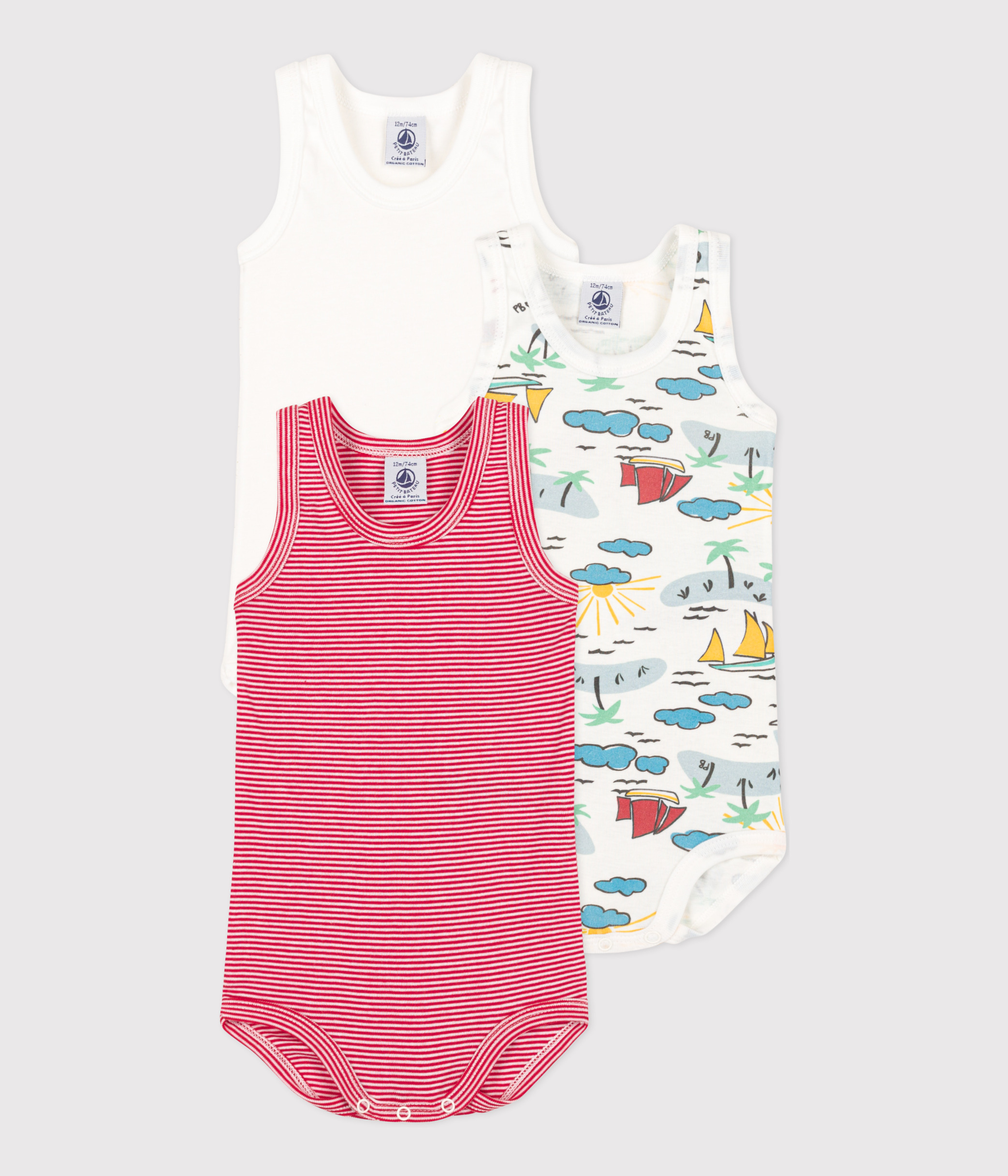 Body sin mangas para bebe Petit Bateau