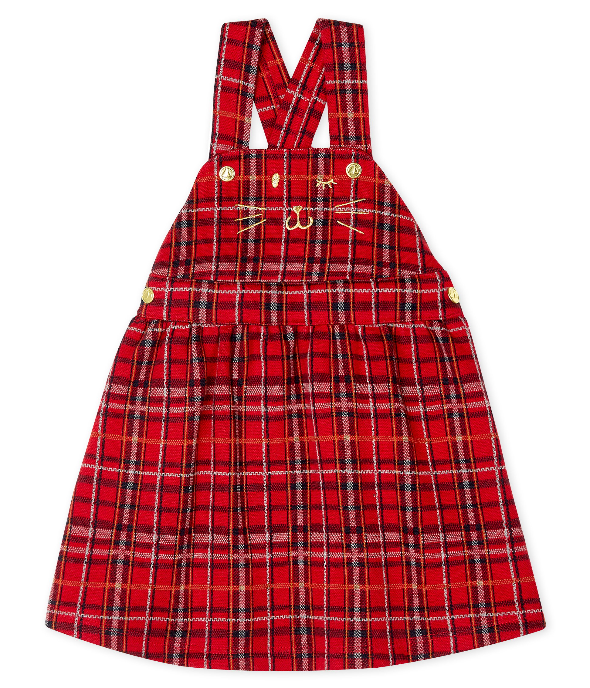 Vestido vaquero tipo peto de cuadros para bebé niña