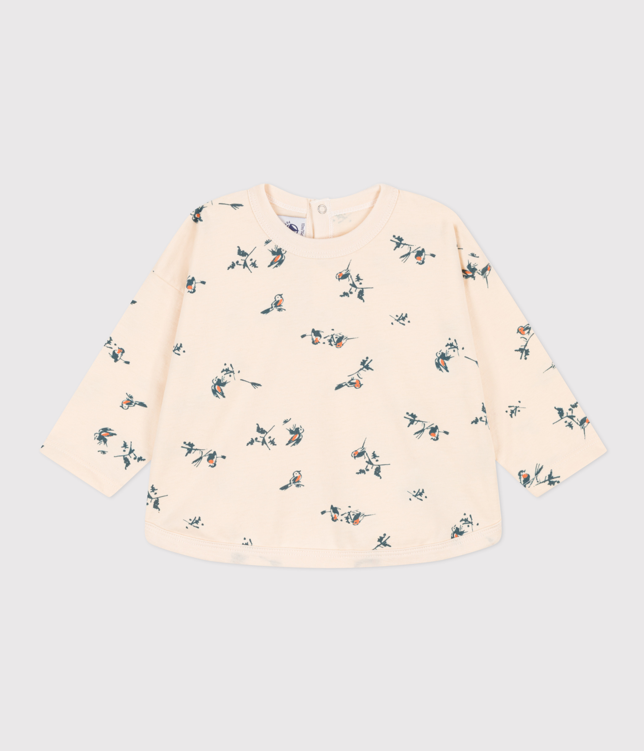 Petit Bateau Camiseta Bébé Fille En Coton Bio - Ouverture Boutons-Pression Au Dos