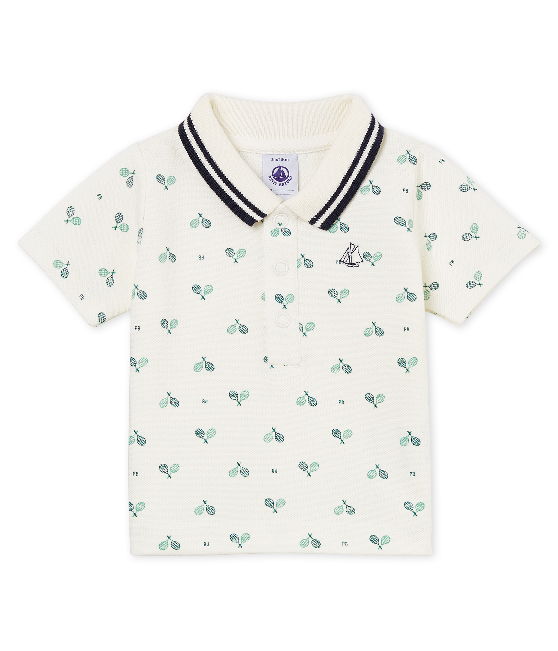 Polo manga corta de piqué estampado para bebé niño